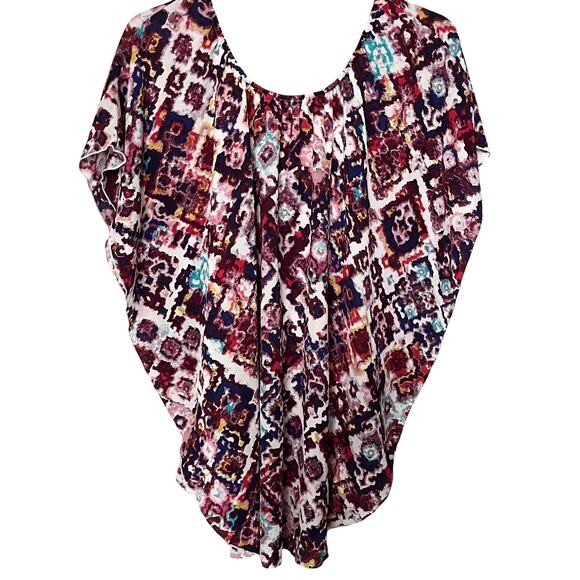 CHA CHA VENTE ASYMMETRICAL OVERLAY BLOUSE WITH TANK, WOMENS, 1X-Multicolors - Picture 5 of 12